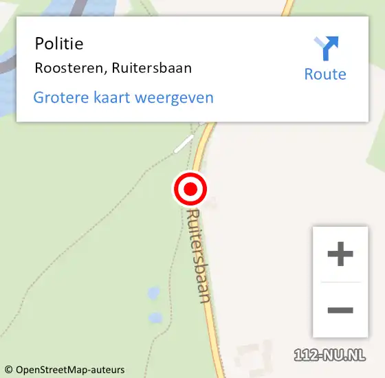 Locatie op kaart van de 112 melding: Politie Roosteren, Ruitersbaan op 12 september 2020 19:53