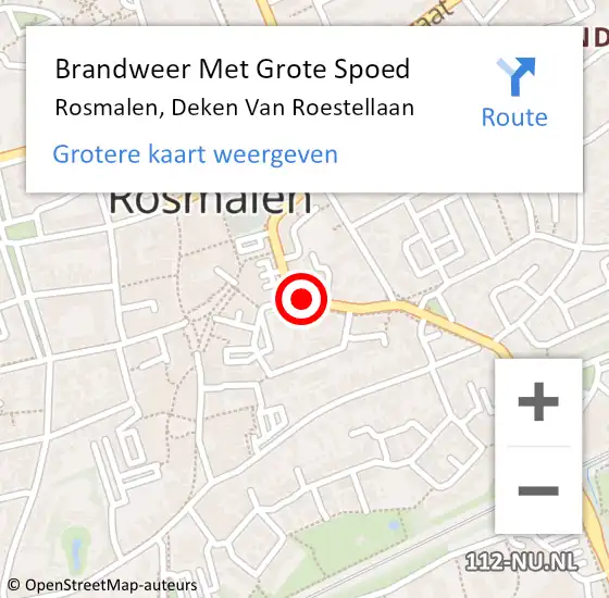 Locatie op kaart van de 112 melding: Brandweer Met Grote Spoed Naar Rosmalen, Deken Van Roestellaan op 12 september 2020 22:32