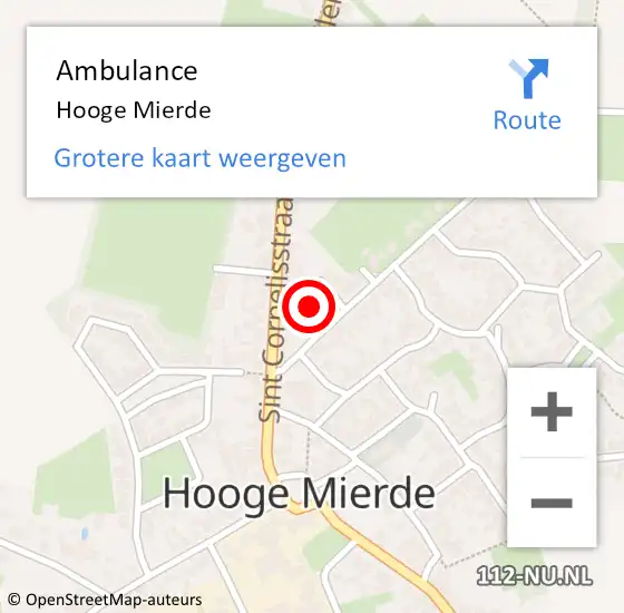 Locatie op kaart van de 112 melding: Ambulance Hooge Mierde op 12 september 2020 23:15