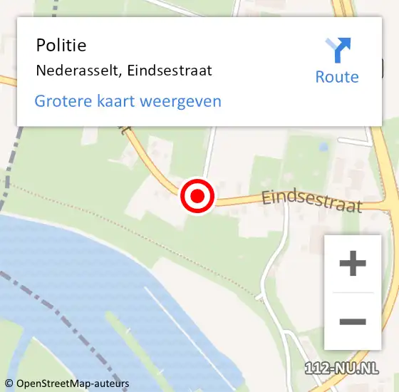 Locatie op kaart van de 112 melding: Politie Nederasselt, Eindsestraat op 13 september 2020 00:19