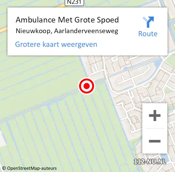 Locatie op kaart van de 112 melding: Ambulance Met Grote Spoed Naar Nieuwkoop, Aarlanderveenseweg op 13 september 2020 00:23