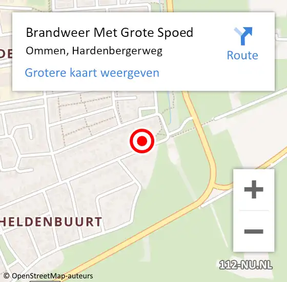 Locatie op kaart van de 112 melding: Brandweer Met Grote Spoed Naar Ommen, Hardenbergerweg op 18 mei 2014 19:40