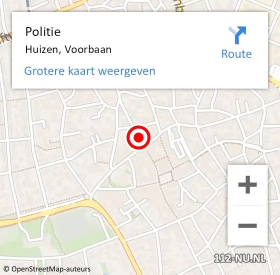 Locatie op kaart van de 112 melding: Politie Huizen, Voorbaan op 13 september 2020 01:41