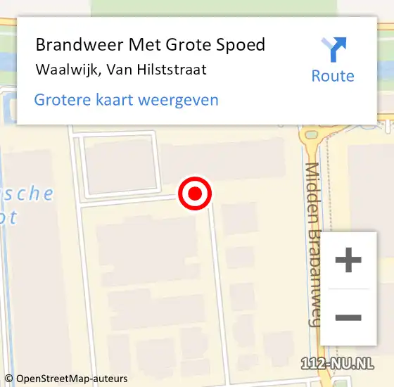 Locatie op kaart van de 112 melding: Brandweer Met Grote Spoed Naar Waalwijk, Van Hilststraat op 13 september 2020 01:47