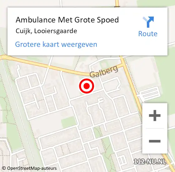 Locatie op kaart van de 112 melding: Ambulance Met Grote Spoed Naar Cuijk, Looiersgaarde op 13 september 2020 02:32