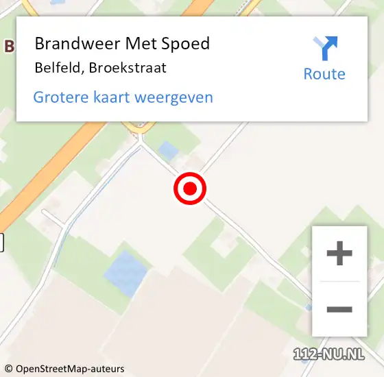 Locatie op kaart van de 112 melding: Brandweer Met Spoed Naar Belfeld, Broekstraat op 13 september 2020 08:39