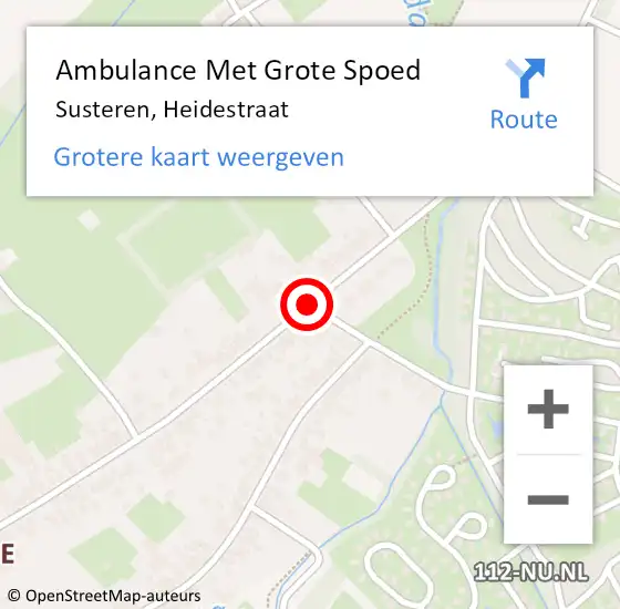 Locatie op kaart van de 112 melding: Ambulance Met Grote Spoed Naar Susteren, Heidestraat op 13 september 2020 09:04