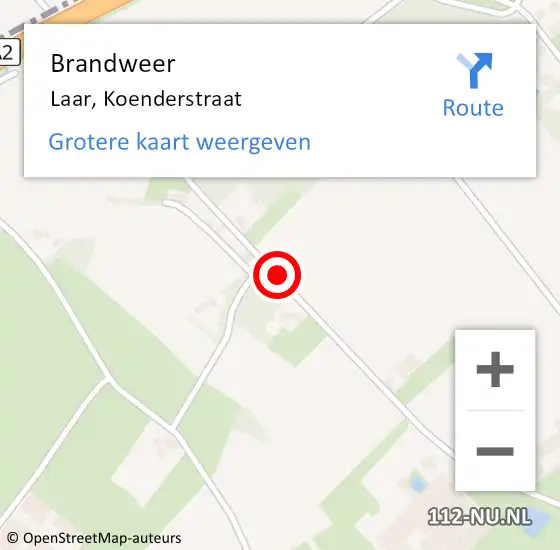 Locatie op kaart van de 112 melding: Brandweer Laar, Koenderstraat op 18 mei 2014 20:12