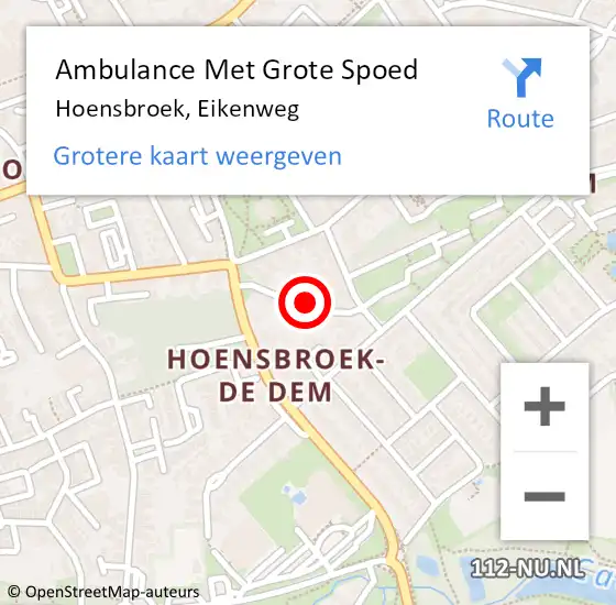 Locatie op kaart van de 112 melding: Ambulance Met Grote Spoed Naar Hoensbroek, Eikenweg op 5 september 2013 20:23