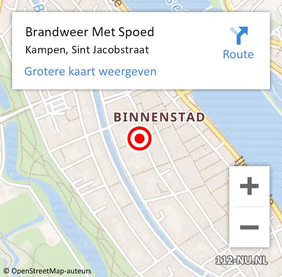 Locatie op kaart van de 112 melding: Brandweer Met Spoed Naar Kampen, Sint Jacobstraat op 18 mei 2014 20:26