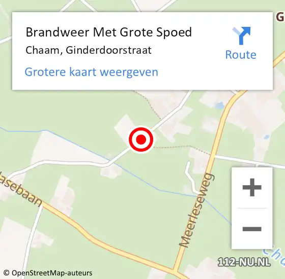 Locatie op kaart van de 112 melding: Brandweer Met Grote Spoed Naar Chaam, Ginderdoorstraat op 13 september 2020 12:55