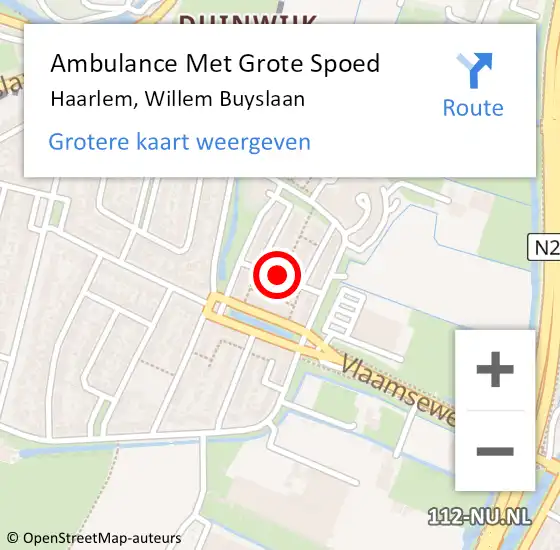 Locatie op kaart van de 112 melding: Ambulance Met Grote Spoed Naar Haarlem, Willem Buyslaan op 13 september 2020 14:21