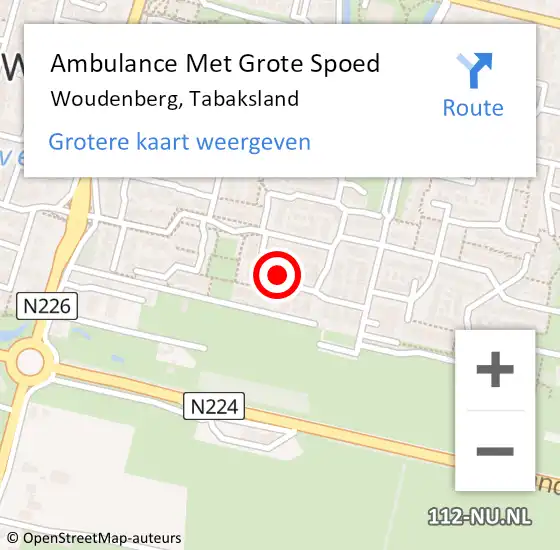 Locatie op kaart van de 112 melding: Ambulance Met Grote Spoed Naar Woudenberg, Tabaksland op 18 mei 2014 20:40