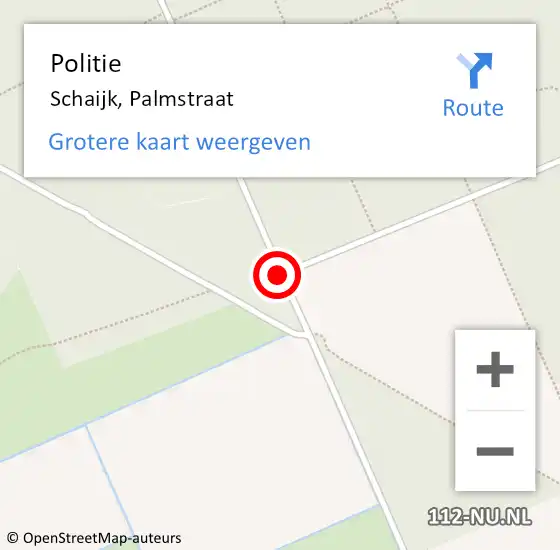 Locatie op kaart van de 112 melding: Politie Schaijk, Palmstraat op 13 september 2020 14:59