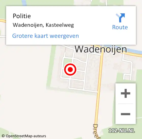 Locatie op kaart van de 112 melding: Politie Wadenoijen, Kasteelweg op 13 september 2020 15:00