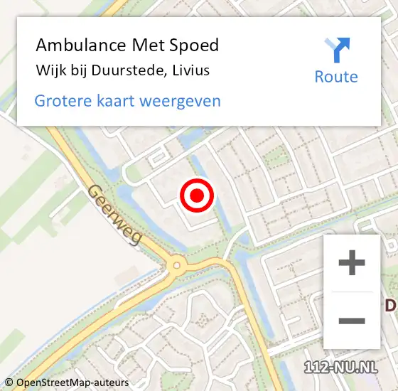 Locatie op kaart van de 112 melding: Ambulance Met Spoed Naar Wijk bij Duurstede, Livius op 18 mei 2014 20:43