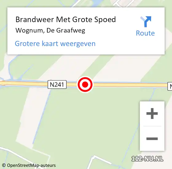 Locatie op kaart van de 112 melding: Brandweer Met Grote Spoed Naar Wognum, De Graafweg op 13 september 2020 16:31