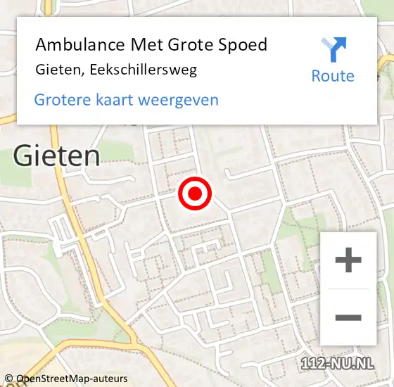 Locatie op kaart van de 112 melding: Ambulance Met Grote Spoed Naar Gieten, Eekschillersweg op 18 mei 2014 20:57