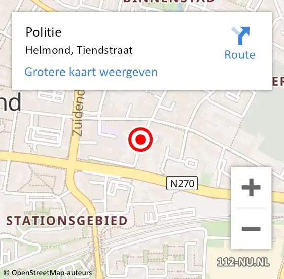 Locatie op kaart van de 112 melding: Politie Helmond, Tiendstraat op 13 september 2020 16:52