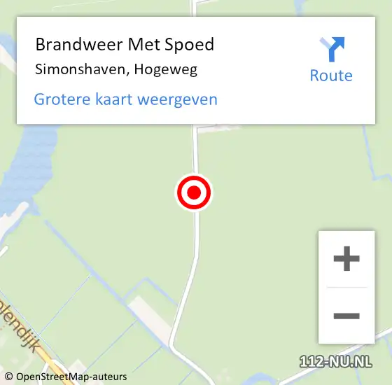 Locatie op kaart van de 112 melding: Brandweer Met Spoed Naar Simonshaven, Hogeweg op 13 september 2020 17:28