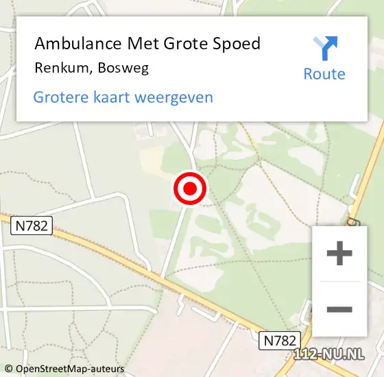 Locatie op kaart van de 112 melding: Ambulance Met Grote Spoed Naar Renkum, Bosweg op 13 september 2020 18:03