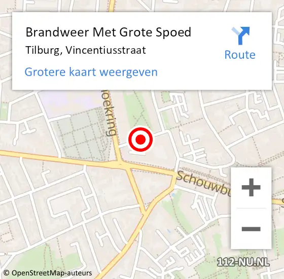 Locatie op kaart van de 112 melding: Brandweer Met Grote Spoed Naar Tilburg, Vincentiusstraat op 13 september 2020 18:08