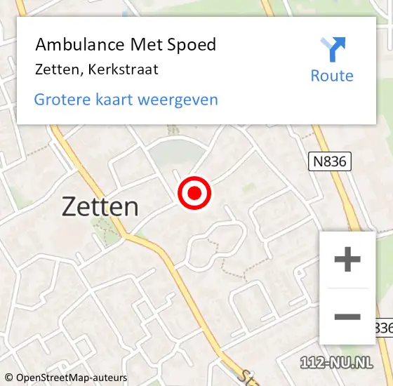 Locatie op kaart van de 112 melding: Ambulance Met Spoed Naar Zetten, Kerkstraat op 13 september 2020 18:30