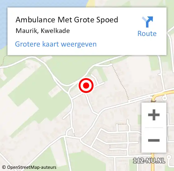 Locatie op kaart van de 112 melding: Ambulance Met Grote Spoed Naar Maurik, Kwelkade op 13 september 2020 18:48