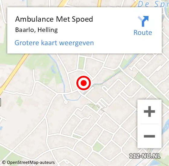 Locatie op kaart van de 112 melding: Ambulance Met Spoed Naar Baarlo, Helling op 18 mei 2014 21:17