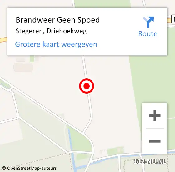 Locatie op kaart van de 112 melding: Brandweer Geen Spoed Naar Stegeren, Driehoekweg op 13 september 2020 19:20