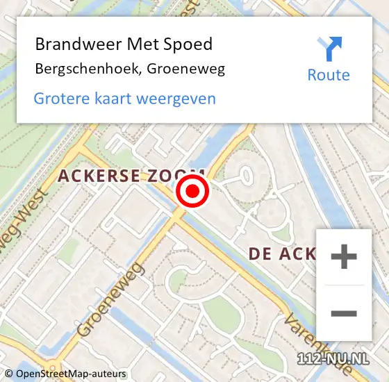 Locatie op kaart van de 112 melding: Brandweer Met Spoed Naar Bergschenhoek, Groeneweg op 13 september 2020 19:33