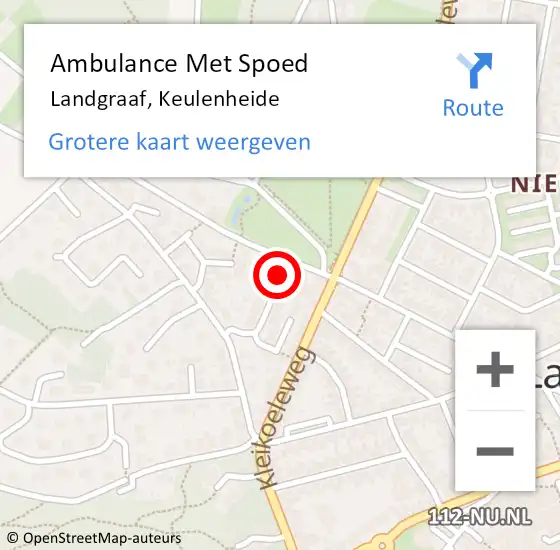 Locatie op kaart van de 112 melding: Ambulance Met Spoed Naar Landgraaf, Keulenheide op 18 mei 2014 21:22