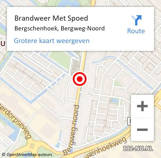 Locatie op kaart van de 112 melding: Brandweer Met Spoed Naar Bergschenhoek, Bergweg-Noord op 13 september 2020 20:07