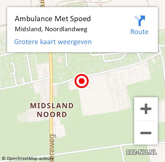Locatie op kaart van de 112 melding: Ambulance Met Spoed Naar Midsland, Noordlandweg op 18 mei 2014 21:25