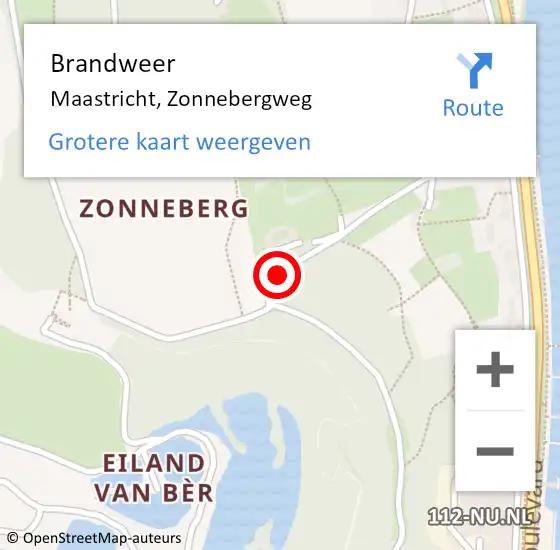 Locatie op kaart van de 112 melding: Brandweer Maastricht, Zonnebergweg op 18 mei 2014 21:26