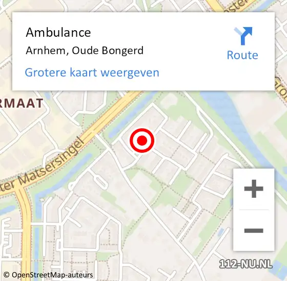 Locatie op kaart van de 112 melding: Ambulance Arnhem, Oude Bongerd op 13 september 2020 21:28