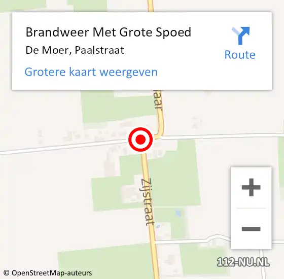 Locatie op kaart van de 112 melding: Brandweer Met Grote Spoed Naar De Moer, Paalstraat op 13 september 2020 22:10