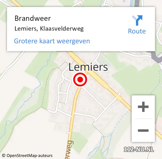 Locatie op kaart van de 112 melding: Brandweer Lemiers, Klaasvelderweg op 18 mei 2014 21:40