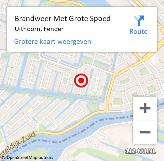 Locatie op kaart van de 112 melding: Brandweer Met Grote Spoed Naar Uithoorn, Fender op 14 september 2020 01:17