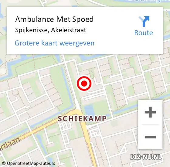 Locatie op kaart van de 112 melding: Ambulance Met Spoed Naar Spijkenisse, Akeleistraat op 14 september 2020 01:31