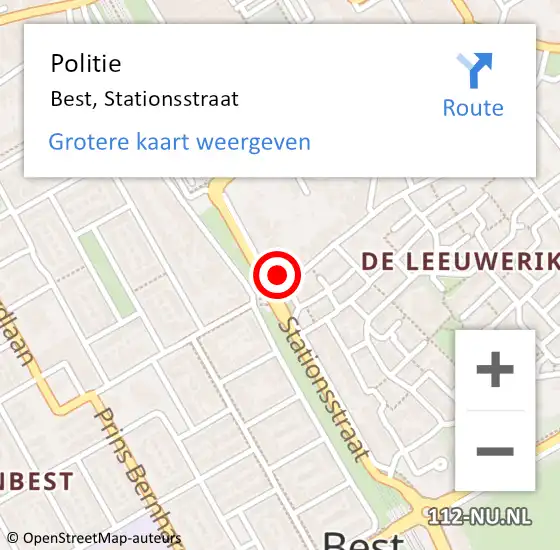 Locatie op kaart van de 112 melding: Politie Best, Stationsstraat op 14 september 2020 02:37