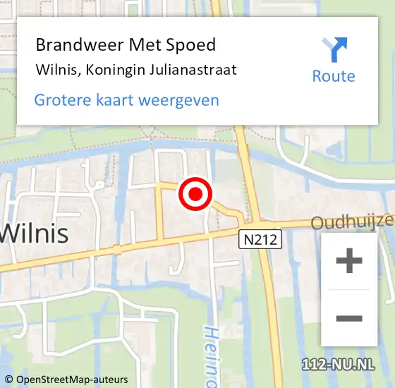 Locatie op kaart van de 112 melding: Brandweer Met Spoed Naar Wilnis, Koningin Julianastraat op 14 september 2020 03:03