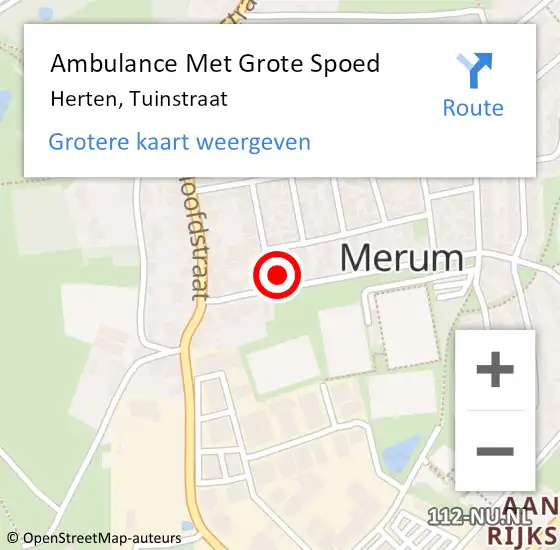 Locatie op kaart van de 112 melding: Ambulance Met Grote Spoed Naar Herten, Tuinstraat op 18 mei 2014 22:04