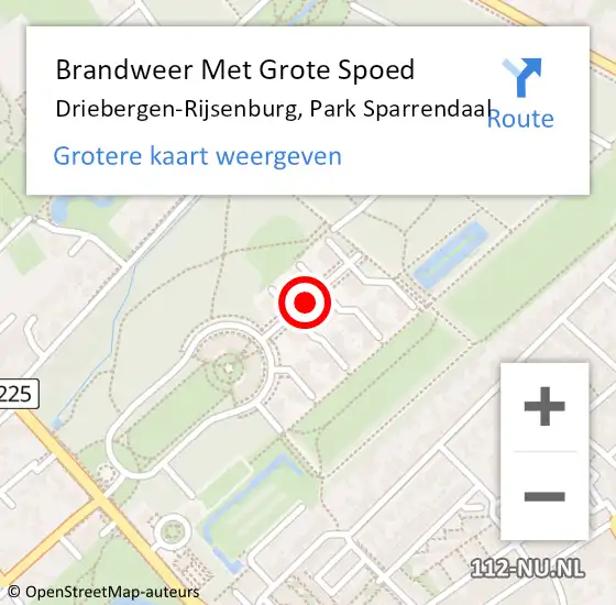 Locatie op kaart van de 112 melding: Brandweer Met Grote Spoed Naar Driebergen-Rijsenburg, Park Sparrendaal op 14 september 2020 08:06