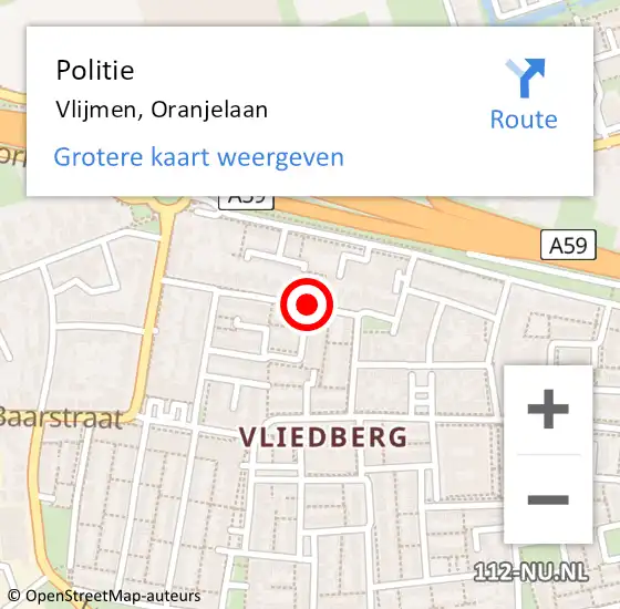 Locatie op kaart van de 112 melding: Politie Vlijmen, Oranjelaan op 14 september 2020 08:06