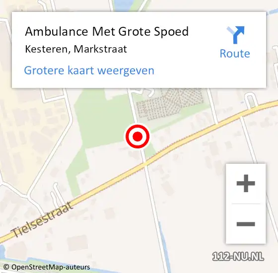 Locatie op kaart van de 112 melding: Ambulance Met Grote Spoed Naar Kesteren, Markstraat op 14 september 2020 08:30