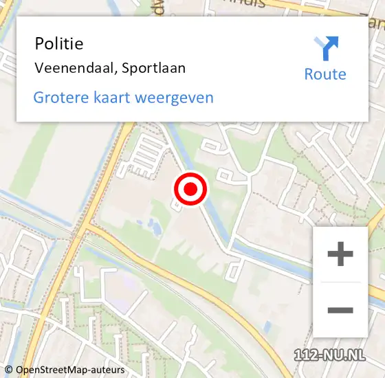 Locatie op kaart van de 112 melding: Politie Veenendaal, Sportlaan op 14 september 2020 09:30