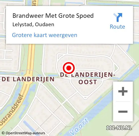 Locatie op kaart van de 112 melding: Brandweer Met Grote Spoed Naar Lelystad, Oudaen op 18 mei 2014 22:42