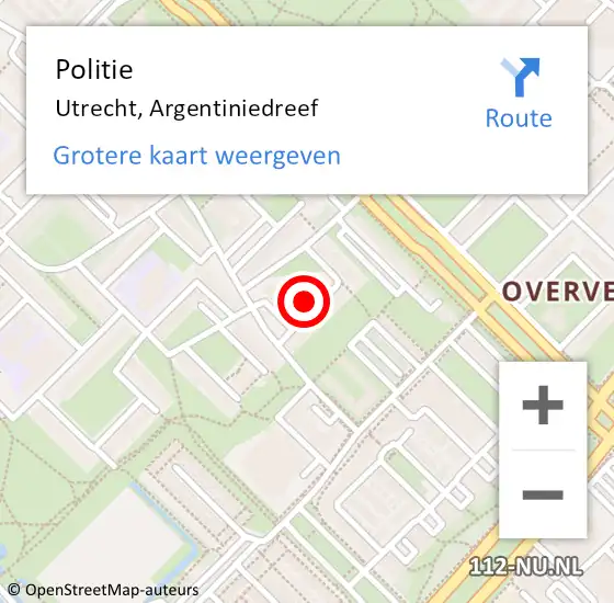 Locatie op kaart van de 112 melding: Politie Utrecht, Argentiniedreef op 14 september 2020 10:26