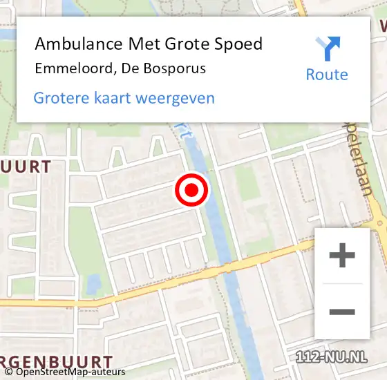 Locatie op kaart van de 112 melding: Ambulance Met Grote Spoed Naar Emmeloord, De Bosporus op 14 september 2020 10:32